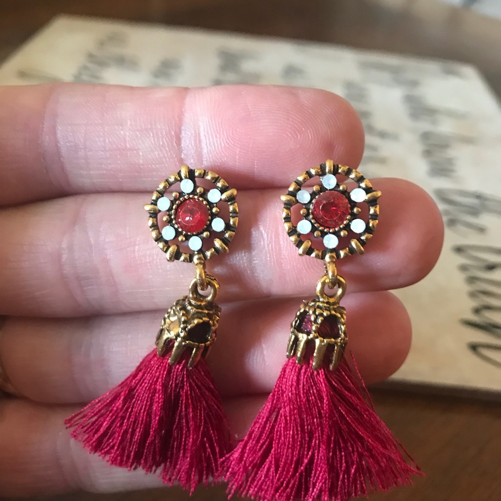 NEW!  Trendy & Sophisticated Tassel Earrings Red